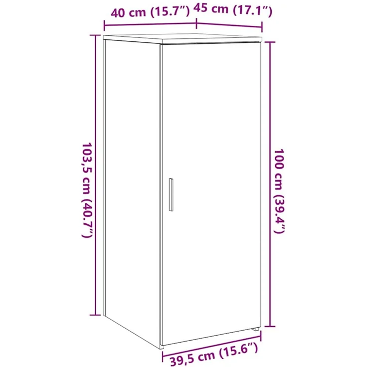 vidaXL Lagerschrank Betongrau 40x45x103,5 cm Holzwerkstoff 859036 – Bild 12