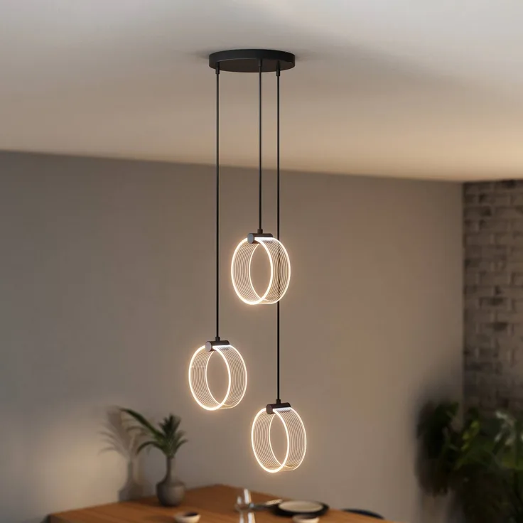 OSRAM LED-Hängelampe Decor Circle, 3-flammig, CCT, rund, schwarz, modernes Design aus Acryl und Metall