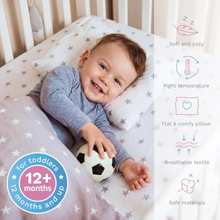 2 Stück Baby Kinder Quilt Bettdecke & Kissen Set 80x70 cm passend für Kinderbett oder Kinderwagen Muster 2 – Bild 3