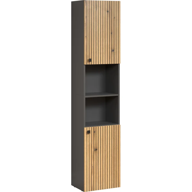 Badezimmer Hochschrank Bliss in Evoke Eiche und grau 40 x 186 cm – Bild 1