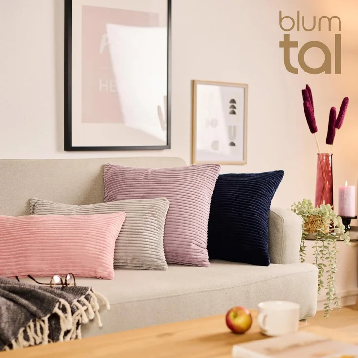 Blumtal Kissenhülle 2er Set Kissenbezug 40x40 cm– Kord Bezug, (2 Stück), weiche Cord Kissenbezüge mit verstecktem Reißverschluss – Bild 5