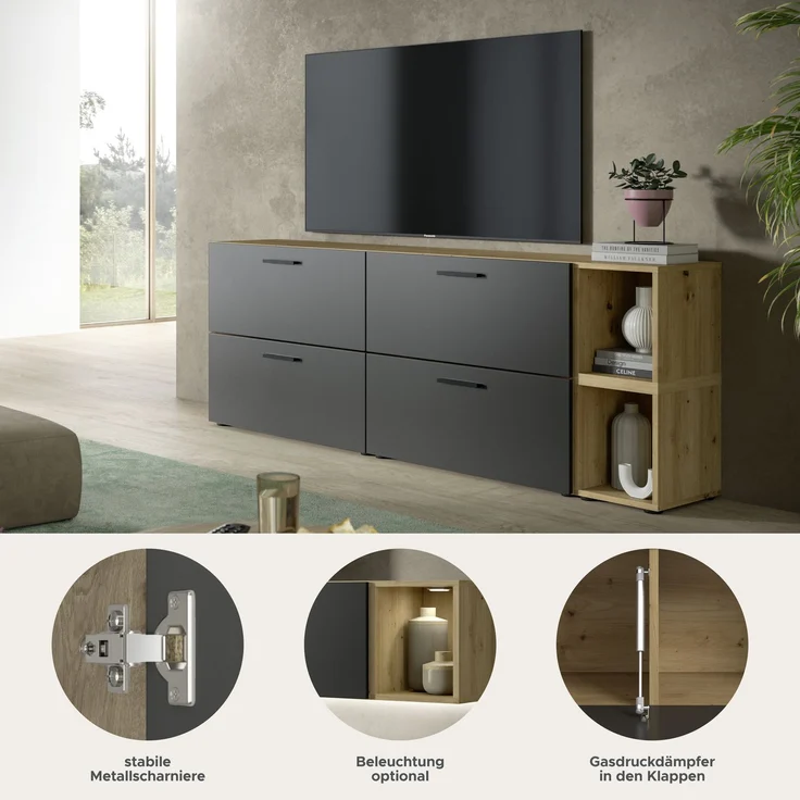 The One Wohnkombination in Basalt grau Nachbildung – Bild 7
