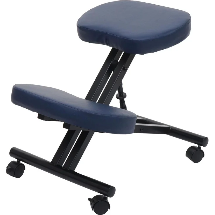 Kniestuhl HWC-E10, Sitzhocker Kniehocker, höhenverstellbar Rollen Kunstleder Metall MVG-zertifiziert ~ blau – Bild 8