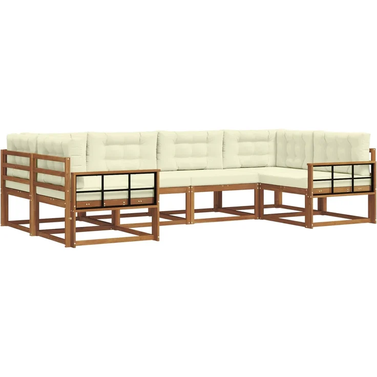vidaXL Outdoor-Sofagarnitur 6 stk. 6-Sitzer Natur und Creme 3368078 – Bild 2