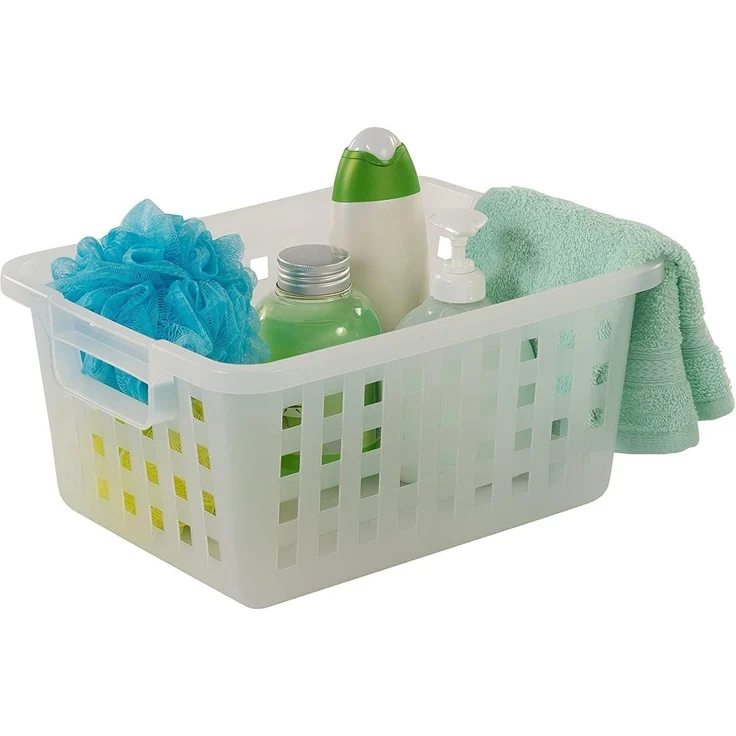 Iris Ohyama, 3er-Set, Aufbewahrungstaschen, 11.6 L, stapelbar, ergonomische Griffe, Badezimmer, Ankleideraum - Basket VM-30 - Transparent – Bild 2