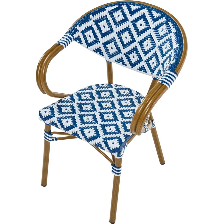 Gartenmöbel Set 4-Sitzer CASPRI Polyrattan Blau Weiß – Bild 9