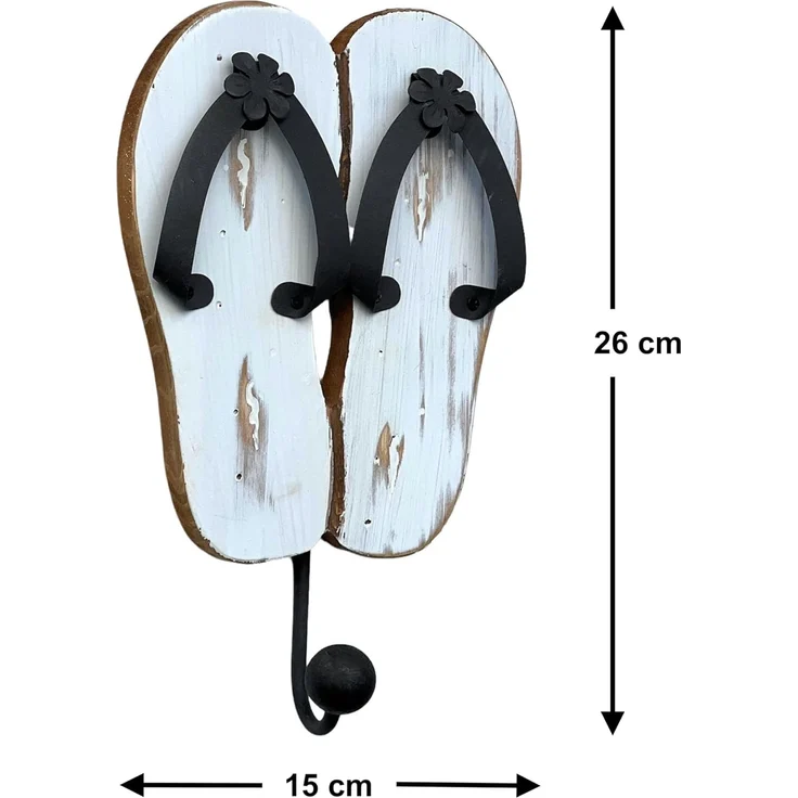 Wandgarderobe Sandalen Holz Metall Weiß Handtuchhalter MR82 Garderobenhaken Garderobe Wand Handtuchhaken Vintage Einzeln – Bild 2
