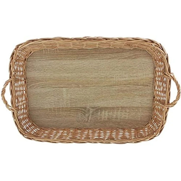 Dekoleidenschaft Tablett aus Weide, 50x35 cm groß, mit Griffen, Serviertablett, Korbtablett, Weide, rechteckig, Kaffeeetablett, Küchentablett, Tragetablett, Dekotablett – Bild 3