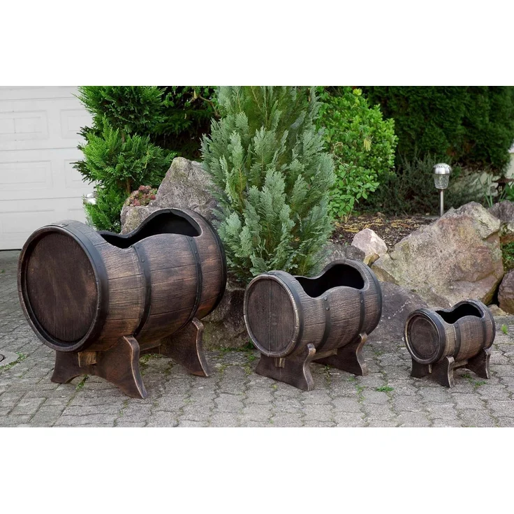 Pflanzkübel POLKA, Größe L, Holzoptik, Eimer – Bild 4