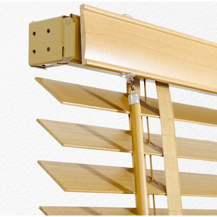 Sekey Jalousie Holzjalousie Holz Rollo Plissee Echtholz Lamelle 50mm Naturholz, Klemmträger mit Feststellschraube, einfache Montage Wand & Decke, mit einem Dekorholz versehen – Bild 4