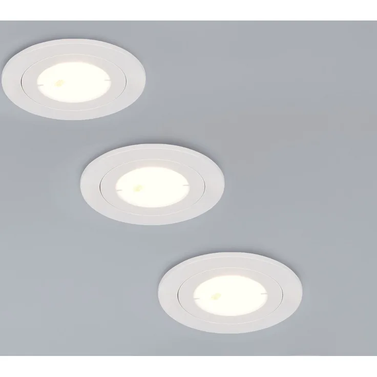 Flacher LED Einbaustrahler 230V dimmbar 3er Set Badezimmer geeignet 4000K Ø 8cm