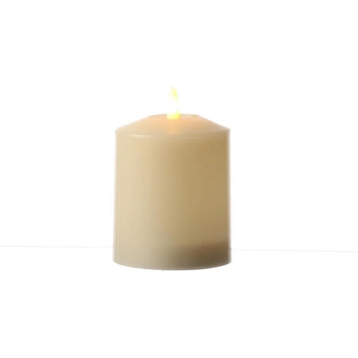 MARELIDA LED-Kerze Stumpenkerze Echtwachs flackernd H: 11,5cm D: 7,5cm Timer creme, LED Classic, warmweiß (2100K bis 3000K) – Bild 1