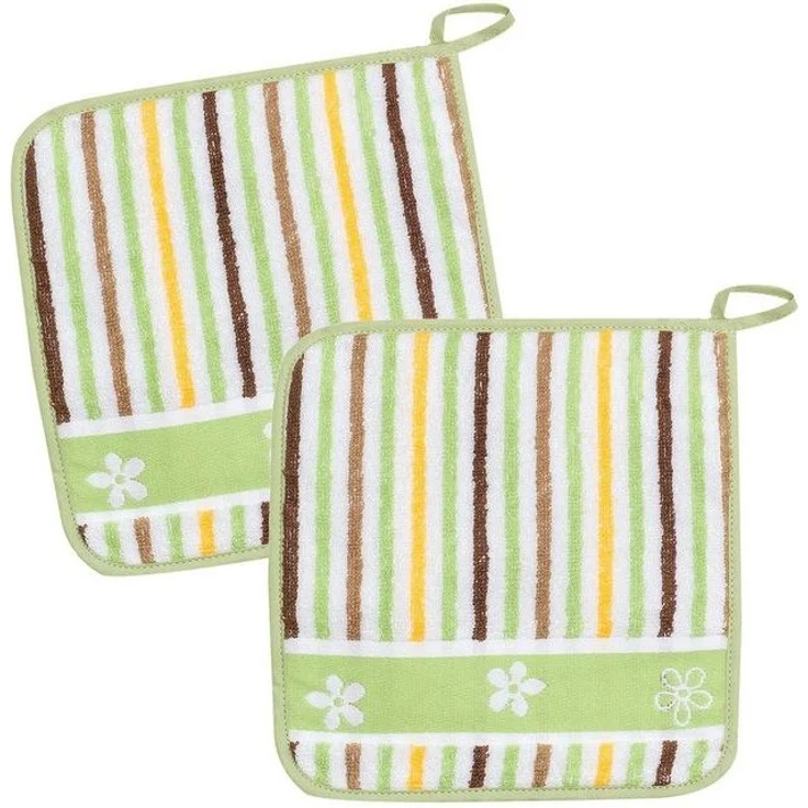 Kracht Topflappen Blümchen, (Set, 2-tlg, 2-teilig), 2er Set Topflappen, Baumwoll Frottier, ca. 22x22 cm – Bild 2