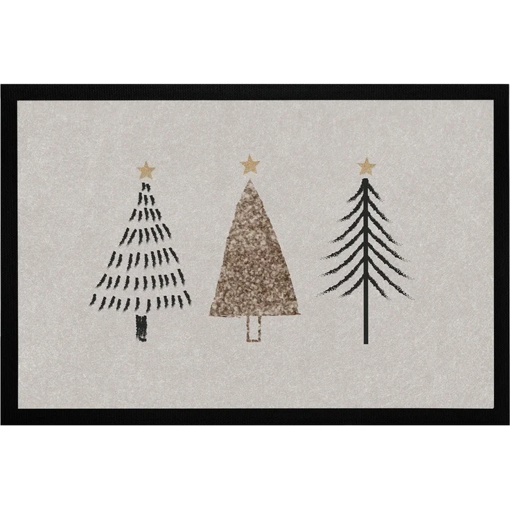 MoonWorks Fußmatte Fußmatte Winter Bäume Skandi Style Frohe Weihnachten rutschfest &, rechteckig – Bild 1