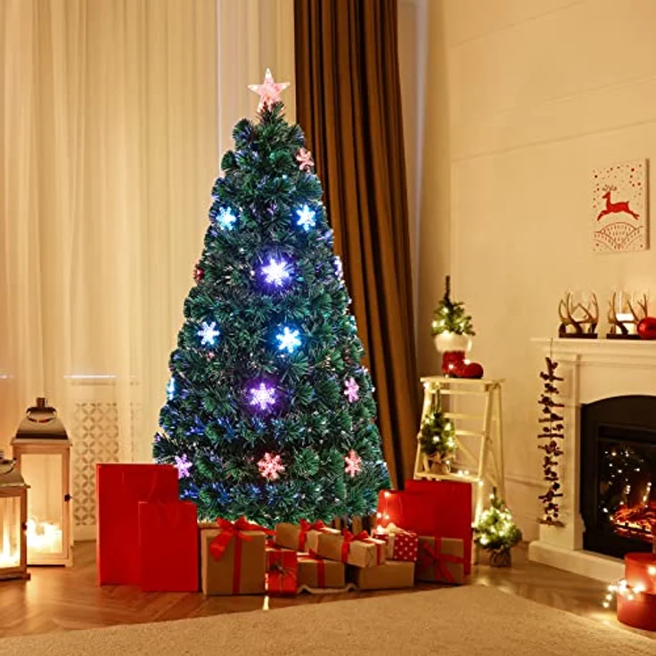 COSTWAY Künstlicher Weihnachtsbaum, mit 170 PVC Nadeln, 24 LEDs, Sternspitze – Bild 9