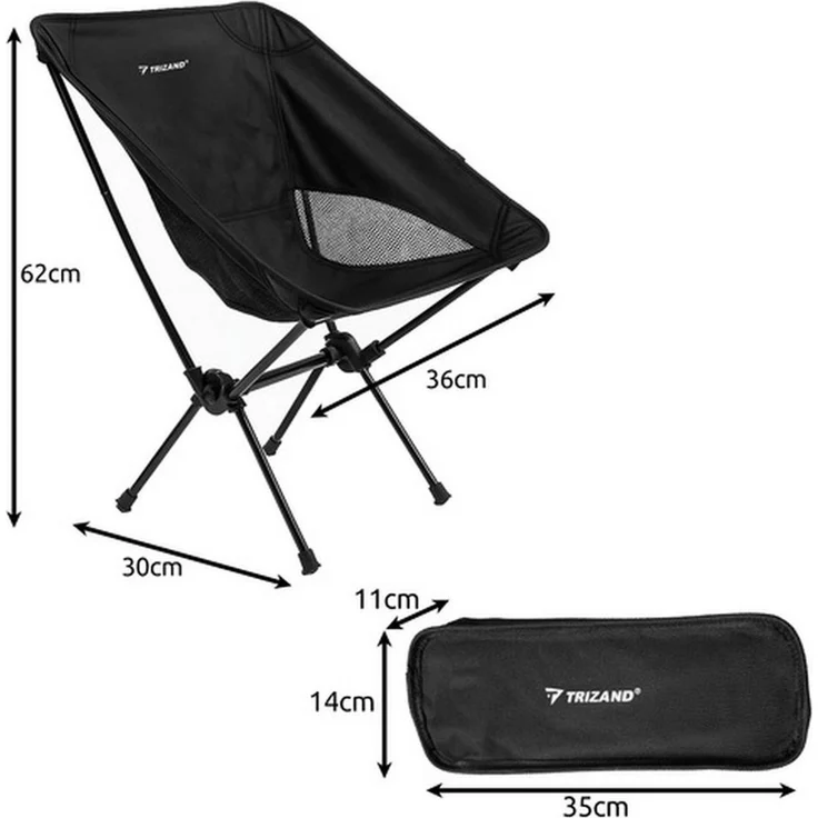 Trizand Klappstuhl Campingstuhl Strandstuhl Angelstuhl (Spar-Set, 1 St), leicht verstaubar im Auto, Schrank oder sogar im Handgepäck – Bild 2