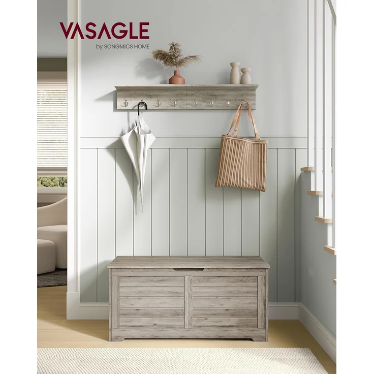 Vasagle Sitzbank, Aufbewahrungsschrank, Spielzeugtruhe, Schuhbank, Sitztruhe, Aufbewahrungsbox,100 x 40 x 46 cm, Greige meliert von Songmics LSBDE061K02 – Bild 2