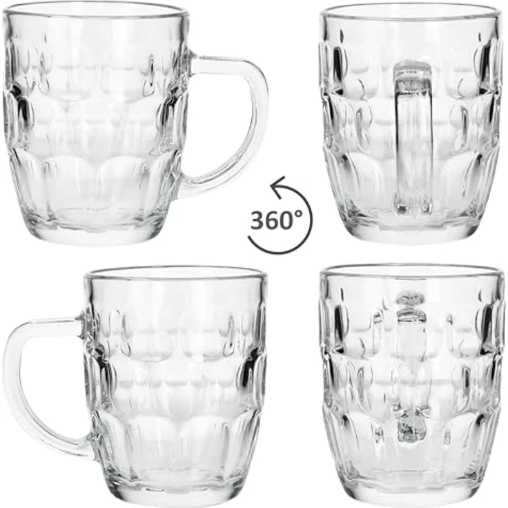 MamboCat Bierglas 6x Dublin Bierkrug 400ml mit Relief & Henkel Bierhumpen klar 0,4L, Glas – Bild 4