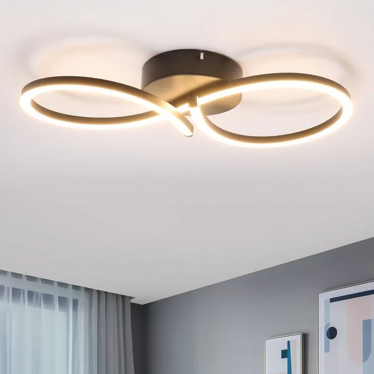 Nettlife LED Deckenleuchte Wohnzimmer 24W Modern Kreative Schwarz Küchenlampe 3000K Warmweiß, LED fest integriert, Warmweiß, Schlafzimmerlampe Flur Metall Deckenleuchten für Küche Büro