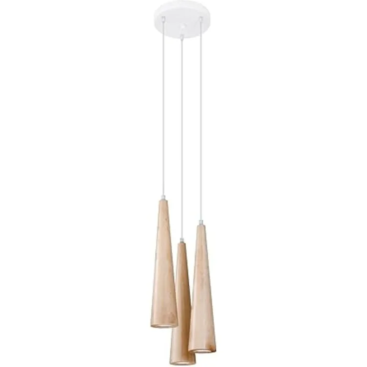 Sollux Sula 3P Hängelampe Natur Holz 3x GU10 dimmbar 20x20x120cm