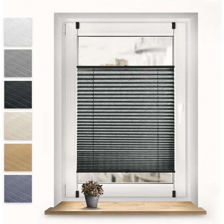 Sonello Plissee crush Klemmfix ohne Bohren, blickdicht, Klemmfix, verspannt, 30x100 cm Anthrazit Faltrollo, Easyfix, Blickdicht, Lichtschutz Sonnenschutzrollo verspannt, Jalousie Rollo für Fenster & Tür, einfache Montage, in verschiedenen Farben und... – Bild 1