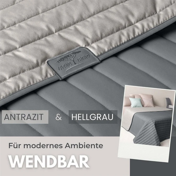 SEI Design Bettüberwurf Tagesdecke Überwurf Modernes Linien-Steppmuster – Wendeoptik, Wendedecke Bettüberwurf – Bild 3