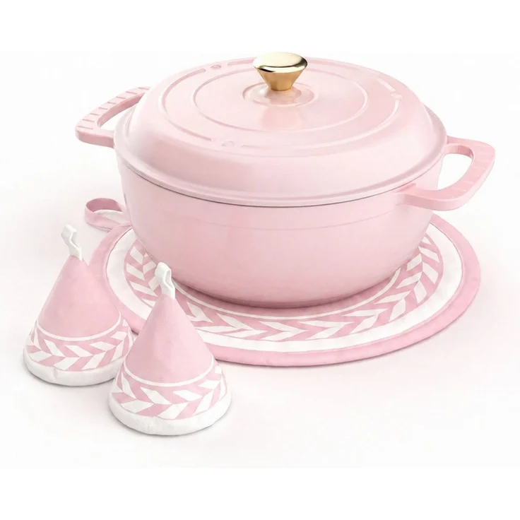 VINGLI Kasserolle Gusseisen Topf Dutch Oven Emaillierter Bräter Schmortopf mit Deckel, (Rund, 5 L), für alle Herdarten & Backofen backfest bis 260 °C – Bild 1