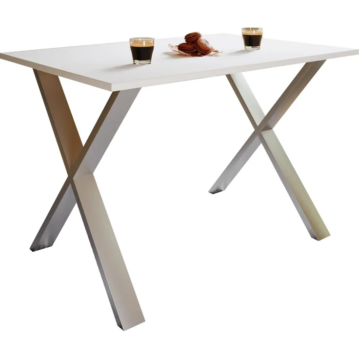 VCM Esstisch Xona 916790 Silber / Weiß H. 76 x B. 110 x T. 50 cm
