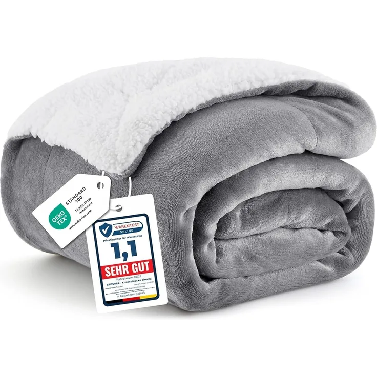 BEDSURE Kuscheldecke Fleece Grau 130x150 cm