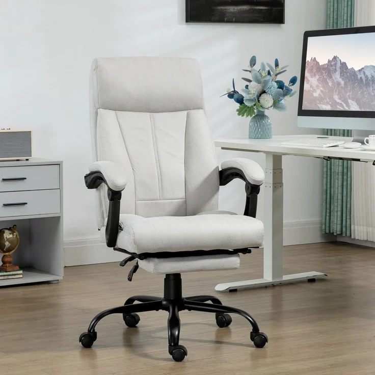 MELAYR, Massage-Bürostuhl Bürostuhl Computerstuhl, Lendenheizung, Neigungsfunktion, Hellgrau, 65 x 74 x 119 cm – Bild 4