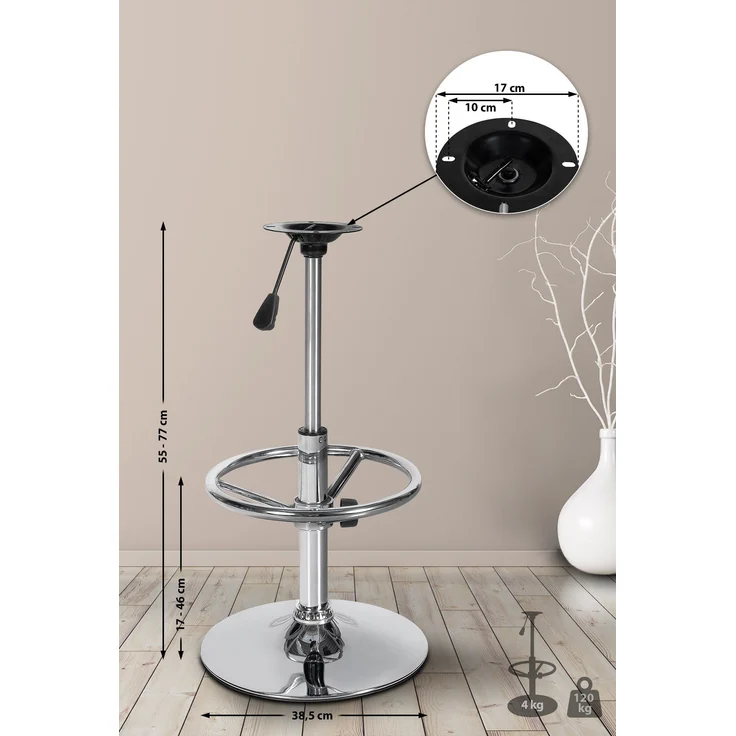 CLP Ersatz-Gestell für Barhocker mit runder Fußstütze,chrom – Bild 2