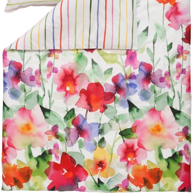 Estella Bettwäsche Aquarell 4703 985 multi Mako Satin 200 x 200 + 2x 80 x 80 cm – Bild 3