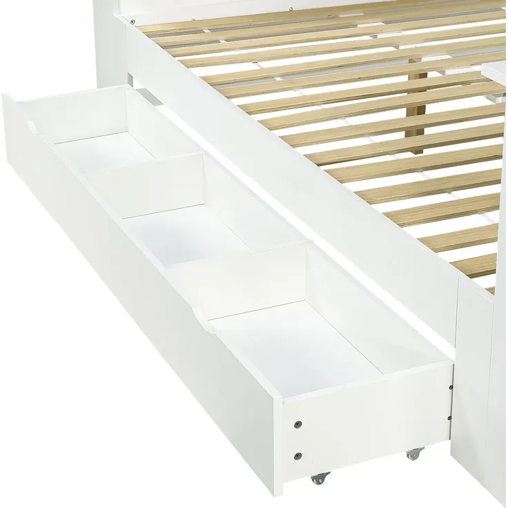 Kinderbett mit Stauraum und Klapptisch, mit Lattenrost, Regal, Schrank, Schubladen und Klapptisch, Holzbett, Stauraumbett, 90x200 cm – Bild 10