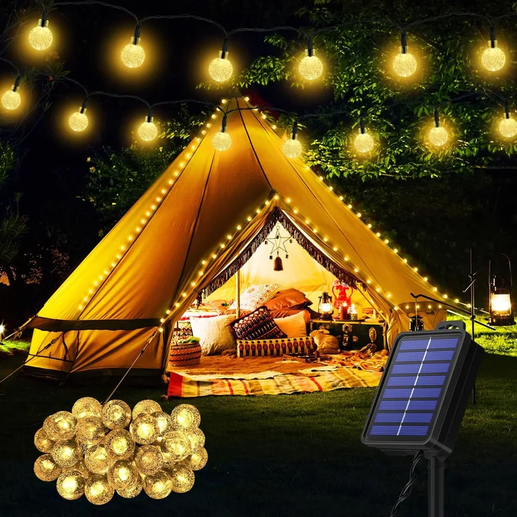 Solar Lichterkette aussen Wetterfest, 30 LED 8,1M 26,6Ft 8 Modi IP65 Solarlichterkette Aussen Wetterfest Solar Lampions für Balkon Deko Terassen Garten Bäume Weihnachten Hochzeiten Partys (warmweiß)