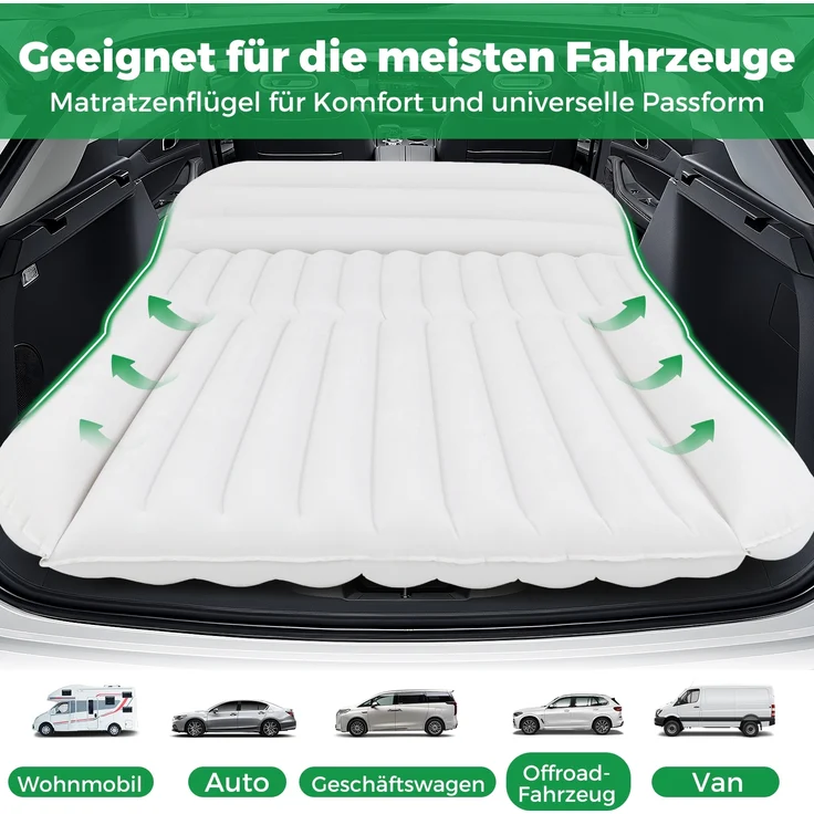 Auto Matratze 190 x 130 cm SUV Luftmatratze doppelseitig aufblasbares Luftbett mit Luftpumpe Beige – Bild 3