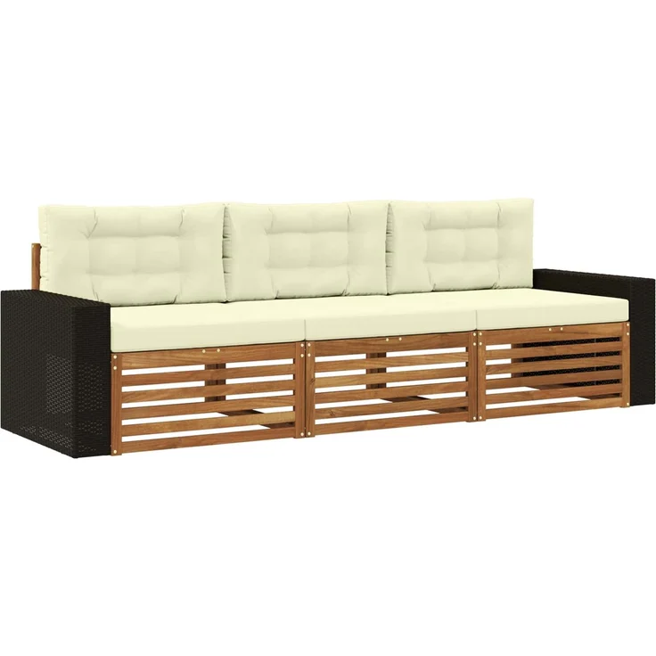 vidaXL Outdoor-Sofagarnitur 3 stk. Natur und Creme Polyester 3382973 – Bild 2