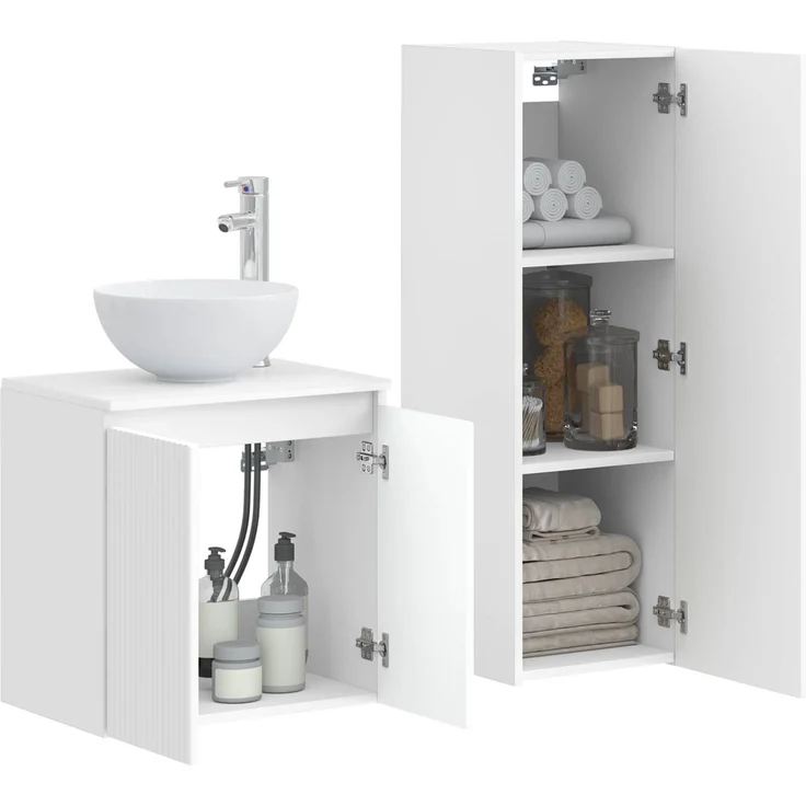 vidaXL Badezimmerschrank-Set 2 stk. Weiß 33 x 34,5 x 100 cm 3406113 – Bild 3