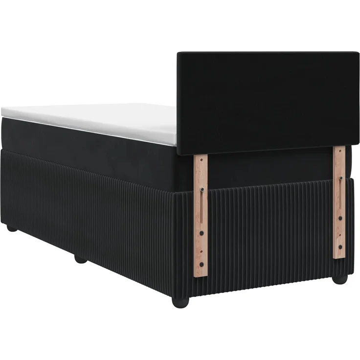 vidaXL Boxspringbett mit Matratze Schwarz 100 x 200 cm Samt 3451615 – Bild 8