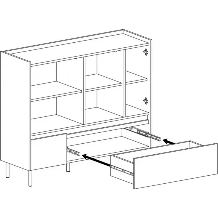 Deine Möbel 24 Kommode LIBU 08 Sideboard 120 cm breit (Set, 3 St, Kinderzimmer Jugendzimmer Schlafzimmer Wohnzimmer), LIBU-Kollektion Beige Eukalyptus Eiche – Bild 3