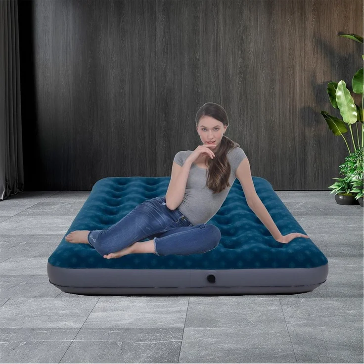 Avenli Luftmatratze Luftbett Camping für 1-2 Personen grün 191x137x22cm Double-Size, (aufblasbar Ideal als Reisebett oder Isomatte, 1-St, für Indoor und Outdoor mit beflockter Oberfläche), Campingmatratze ohne Pumpe – Bild 2