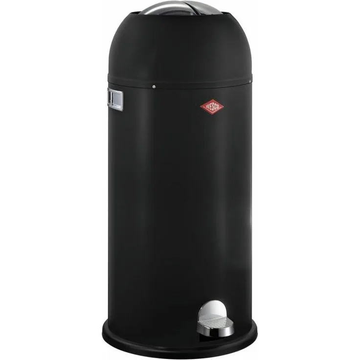 WESCO Tretabfalleimer 180731-73 KICKMASTER MAXI in Schwarz matt mit 40 Liter Volumen / Abfallsammler / Mülleimer