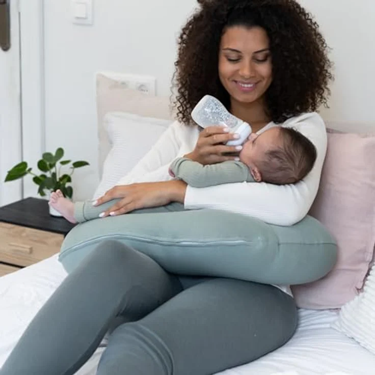 Doomoo Softy Stillkissen, Mikroperlen-Füllung für optimalen Komfort und Unterstützung beim Stillen, schadstoffgeprüft nach Oeko-Tex 100 und GOTS – Bild 6