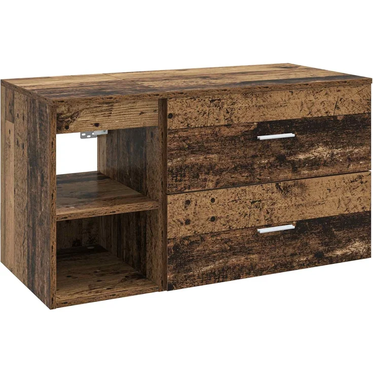 vidaXL Badezimmermöbel-Set zur Wandmontage 2 stk. Altholz 3403942 – Bild 2