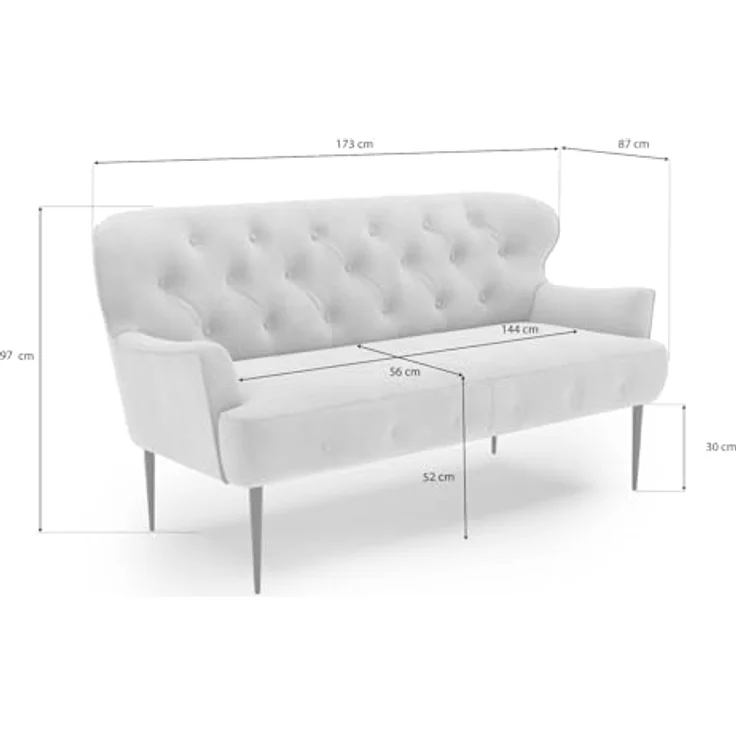 CAVADORE 2,5-Sitzer Küchensofa Amba, Trendige Sitzbank für Küche oder Esszimmer / 173 x 97 x 87 / Jacquard Flachgewebe: Blumenmuster Olive – Bild 4