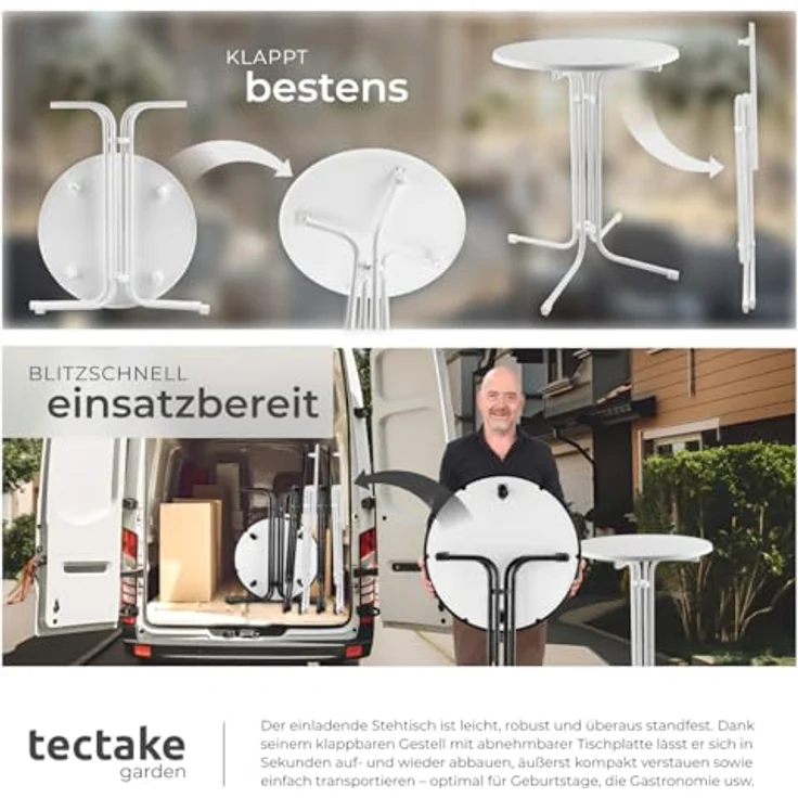 tectake Bistrotisch Stehtisch (1-St, 1 tlg), Stehtisch mit klappbarem Gestell für schnellen Auf- und Abbau – Bild 8