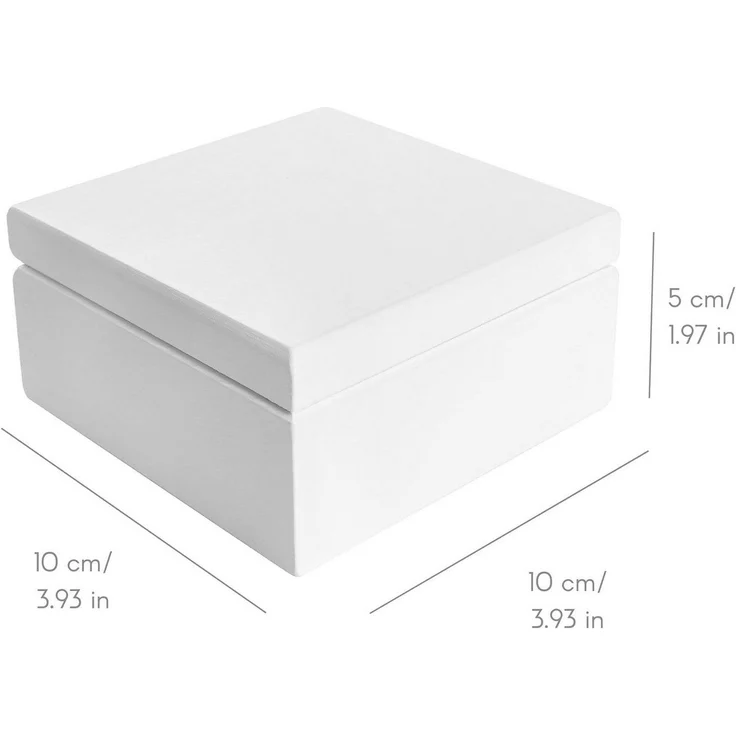 Creative Deco Holzkiste mit Deckel 10x10x5 cm (0,5 cm) Erinnerungsbox Baby, Unbemalt Natur Holzbox klein für Decoupage, Dekoration, Aufbewahrung – Bild 2