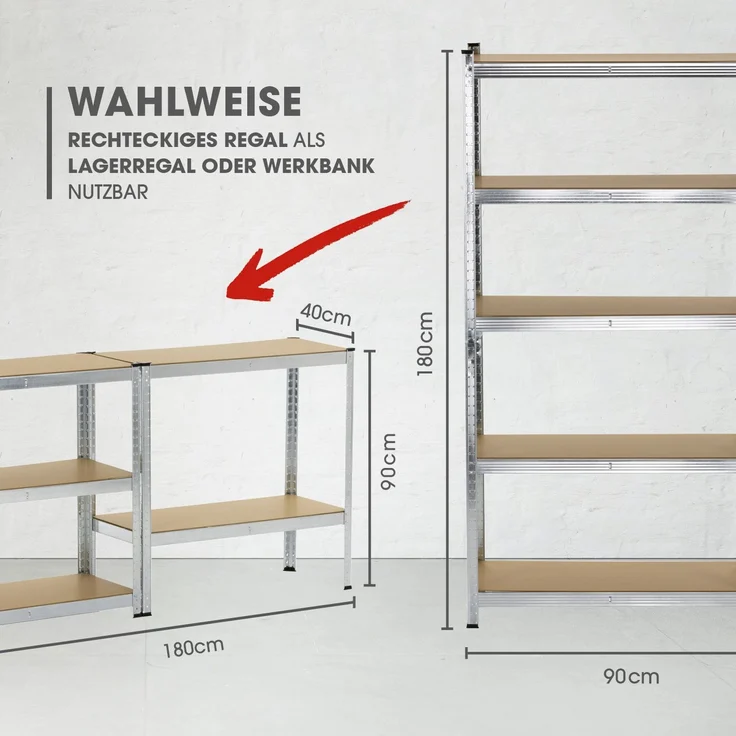 EASYmaxx Schwerlastregal-Set mit 5 belastbarenHolzböden 2-tlg. silber/holzfarben – Bild 6