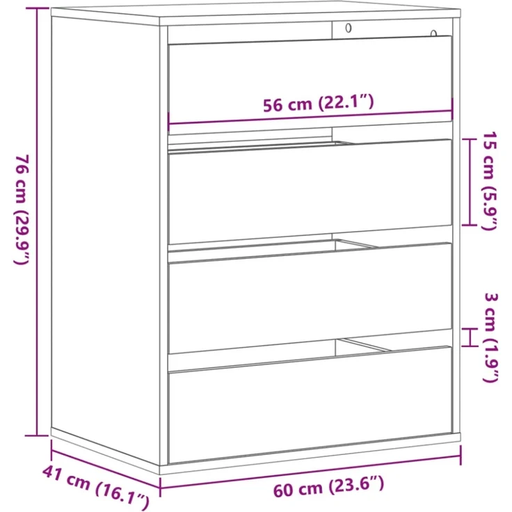 vidaXL Kommode Weiß 60x41x76 cm Holzwerkstoff 852870 – Bild 5