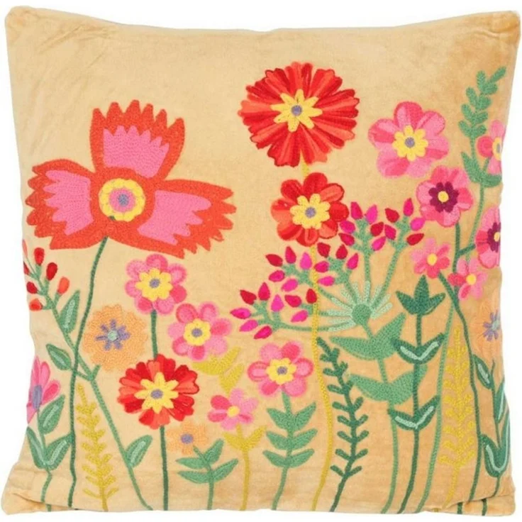 Dekokissen Livia mit Blumenschau Beige – Bild 4