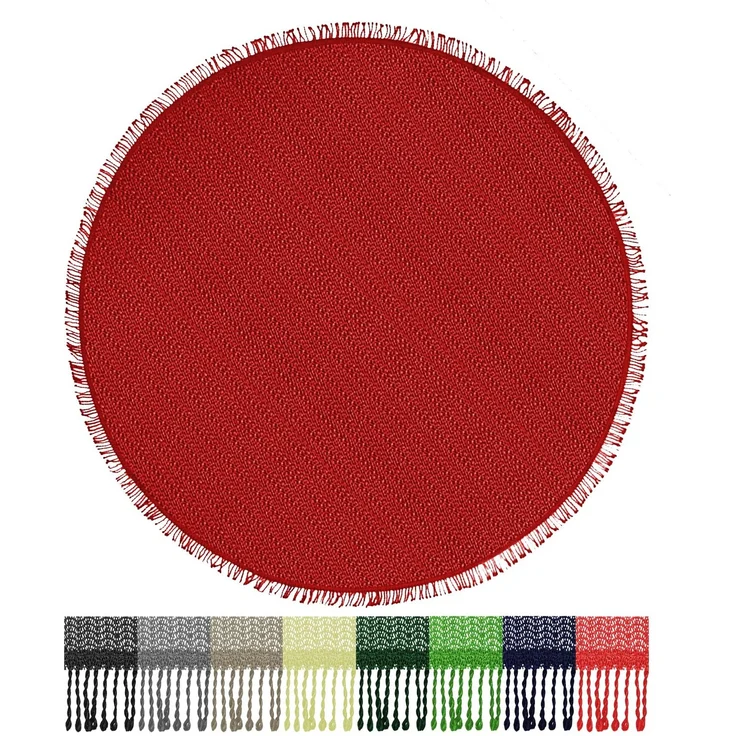 Brandsseller Gartentischdecke Ø 140 cm Tischdecke mit Fransen Outdoor Tischtuch rund Weichschaum für Garten, Terrasse, Balkon wetterfest rutschfest - Rot